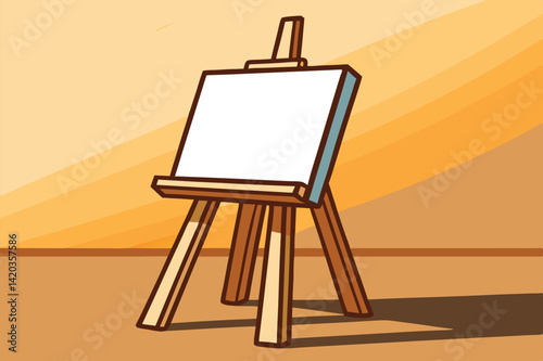 Easel with blank canvas ready for creativity in a minimalist setting highlighting artistic expression and simplicity