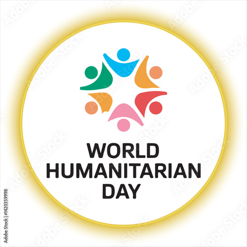 World Humanitarian Day Logo Design,Colorful Human Unity Symbol,International Charity Support Emblem,Humanitarian Aid Concept Icon,Global Community Care Logo,Social Welfare and Humanity Symbol