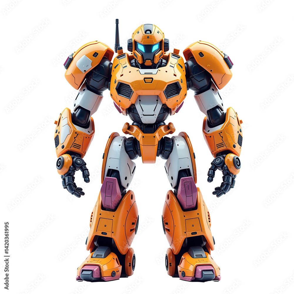 3D Printed Bot Figurine on Transparent Background 3D Printed Bot Figurine on Transparent Background