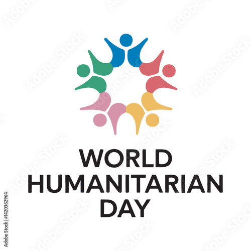 World Humanitarian Day Logo Design,Colorful Human Unity Symbol,International Charity Support Emblem,Humanitarian Aid Concept Icon,Global Community Care Logo,Social Welfare and Humanity Symbol
