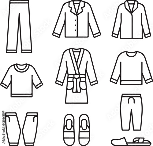 Set of clothing icons vector on white background