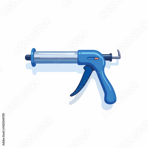 Sleek blue caulking gun showcased in clean style, tool design