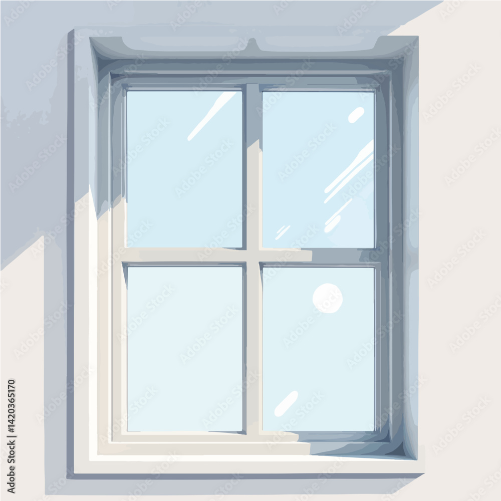 Sleek aluminum window frame under bright sunlight, modern design concept Sleek aluminum window frame under bright sunlight, modern design concept