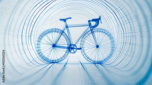 Creative three-dimensional bicycle design using blue wire mesh structure