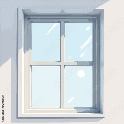 Sleek aluminum window frame under bright sunlight, modern design concept