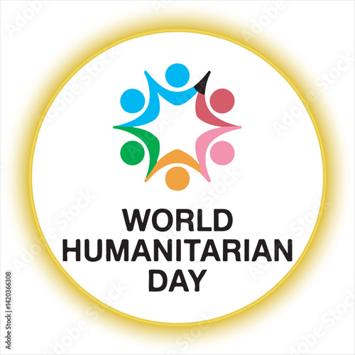 World Humanitarian Day Logo Design,Colorful Human Unity Symbol,International Charity Support Emblem,Humanitarian Aid Concept Icon,Global Community Care Logo,Social Welfare and Humanity Symbol