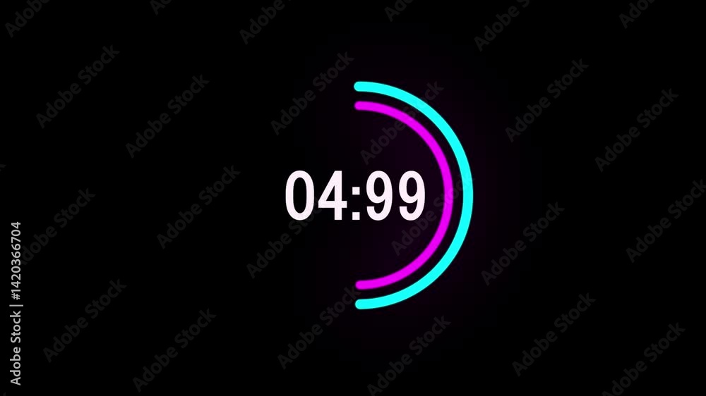 Looping 10 Second Neon Countdown Timer