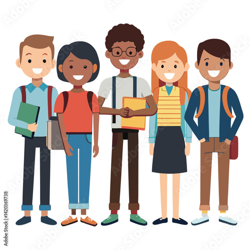 Diverse Group of Happy Students Standing Together