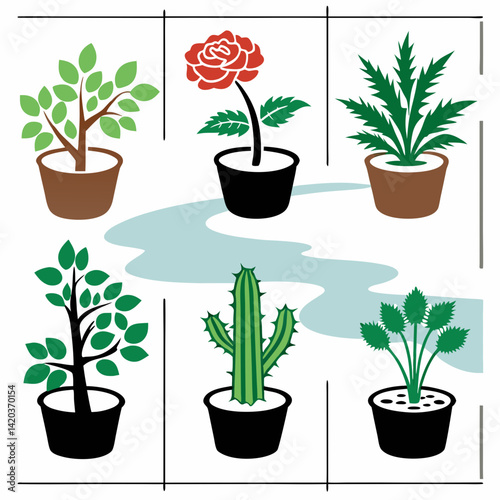 leaf plan rose flower vector icon set nature green plant petal bloom flora garden spring botany stem bud foliage blossom organic herbal bouquet wildflower natural art graphic clipart eco