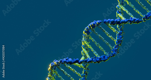 Blue DNA Helix Structure - Biotechnology and Genetic Research. Genetic Code Visualization