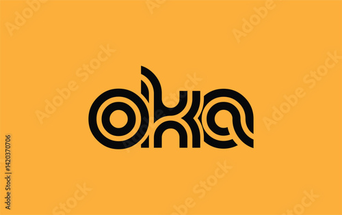 OKA Creative Unique Modern Letter Logo Design. Stylized logo featuring a unique letter design, presenting abstract minimalist aesthetics and modern appeal.