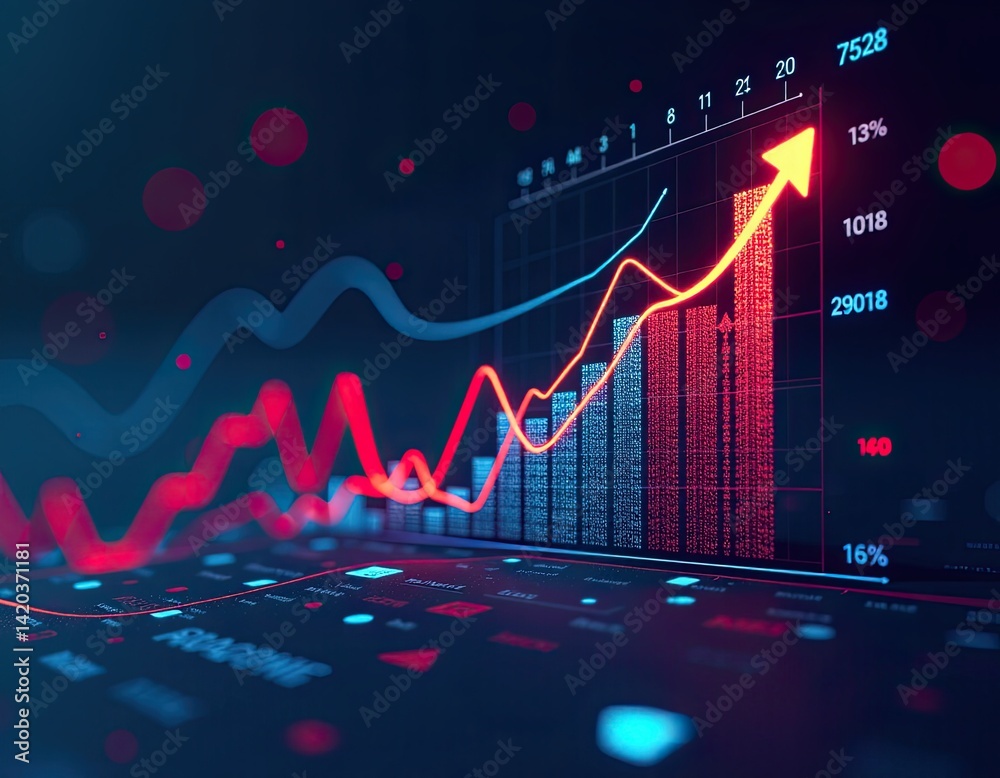 Stock Market Growth Chart, Financial Success, Business Analytics, Upward Trend