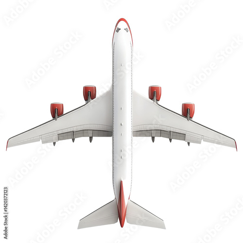 Airplane rendered in transparent with a clean transparent background showcasing an aerial view of its design, Airplane isolated on transparent background 3D Rendering