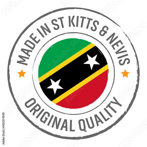 Free Download Made in Saint Kitts and Nevis stamp logo with national flag illustration isolated png transparent - GFXLoad