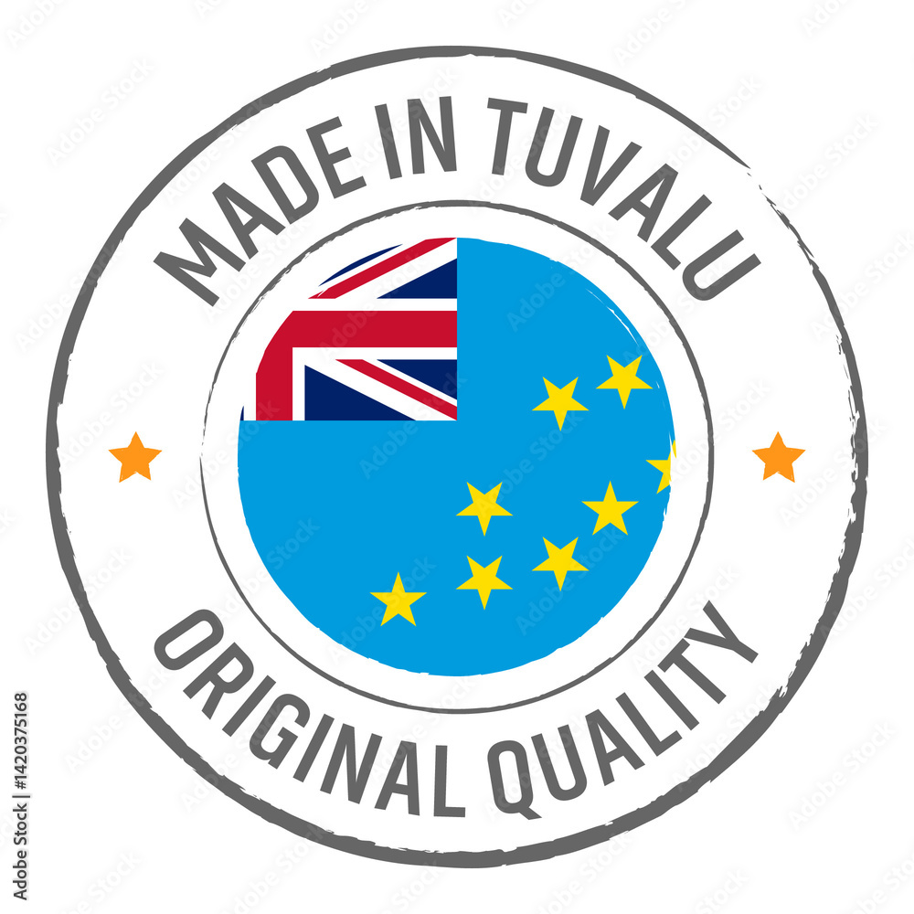 Obraz premium Made in Tuvalu stamp logo with national flag illustration isolated png transparent