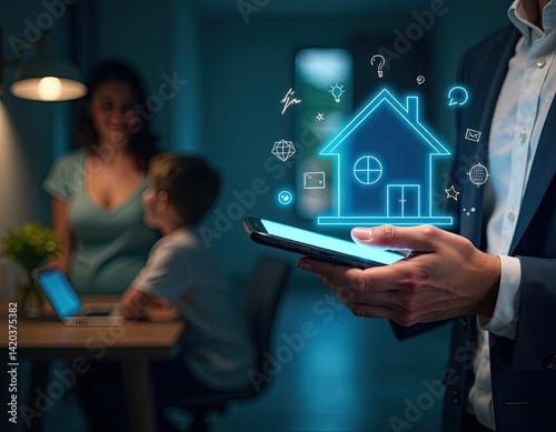 Smart Home Technology, Family, and Modern Living on Tablet