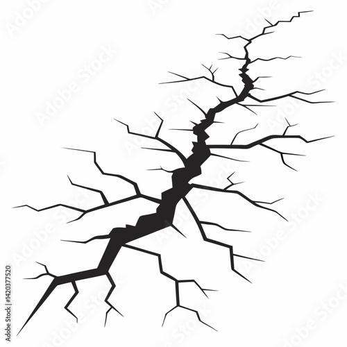 Surface cracks and fissures in ground vector	