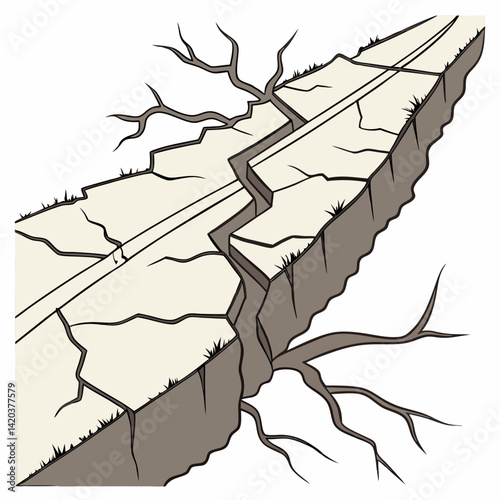 Surface cracks and fissures in ground vector	