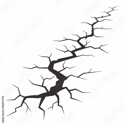 Surface cracks and fissures in ground vector	