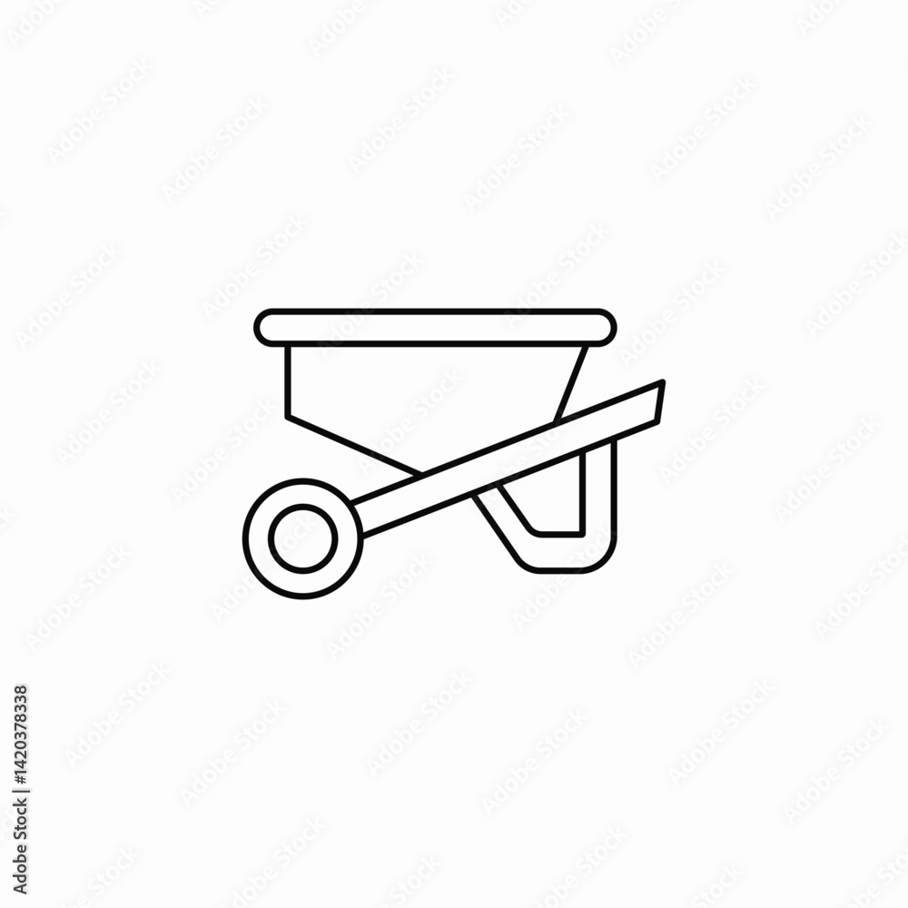 single wheelbarrow icon sign vector single wheelbarrow icon sign vector