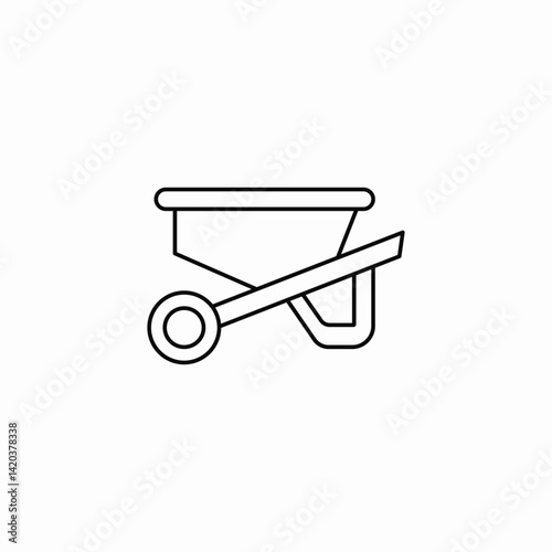 single wheelbarrow icon sign vector