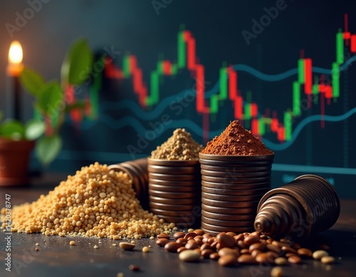 Obraz na płótnie Commodity Trading Grains, Spices, and Market Trends w salonie