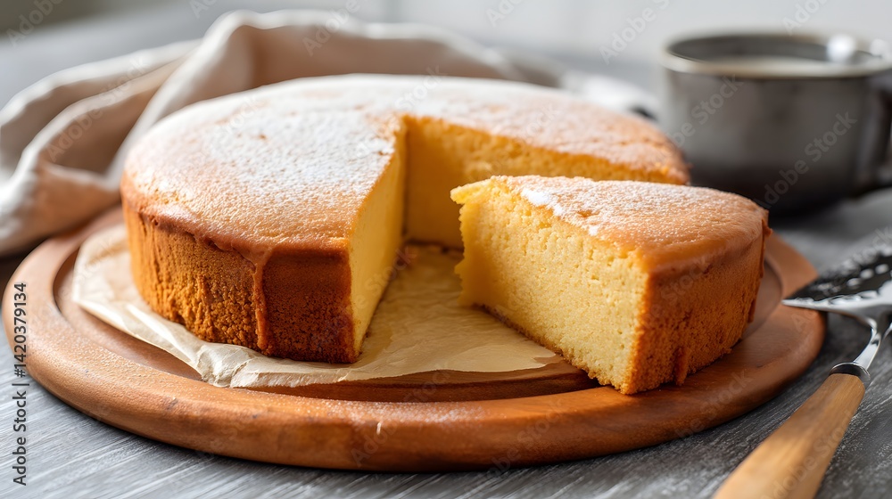 Simple Sponge Cake with Powdered Sugar and Coffee Simple Sponge Cake with Powdered Sugar and Coffee