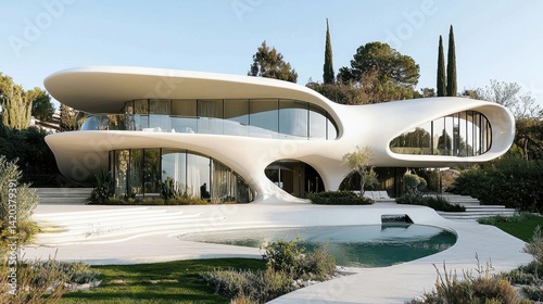 Wallpaper Mural Modern, organic architectural home with a sweeping design. Torontodigital.ca