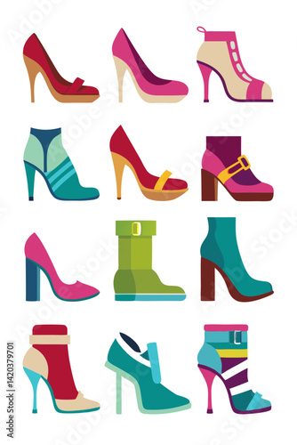 Colorful Shoe Collection: Heels, Boots, and Fashion Footwear