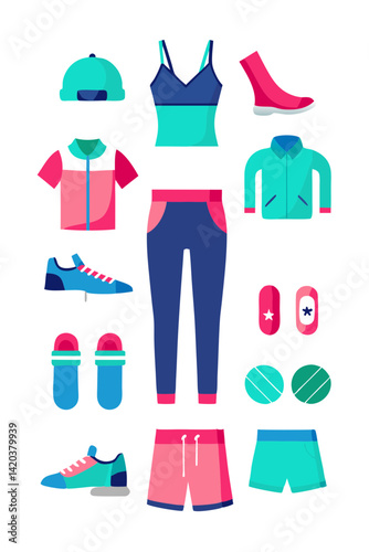 Brightly colored fitness apparel and accessories collection