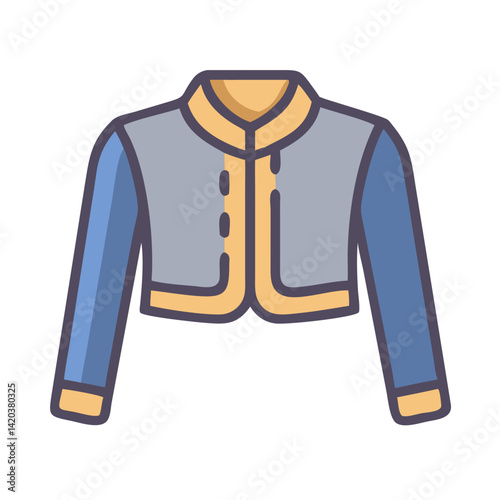 Stylish Bolero Jacket Illustration in Blue and Beige