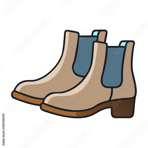 Cartoon style Chelsea boots vector illustration isolated art