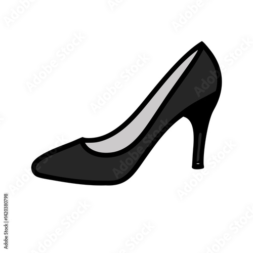 Elegant grayscale high heel shoe on black background