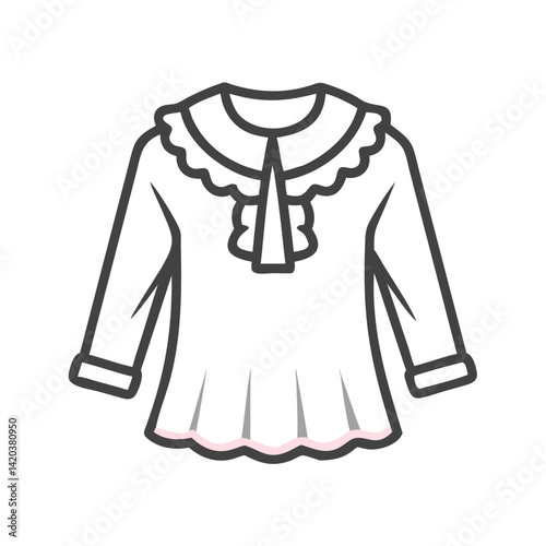 Cute line drawing of long sleeve girl blouse