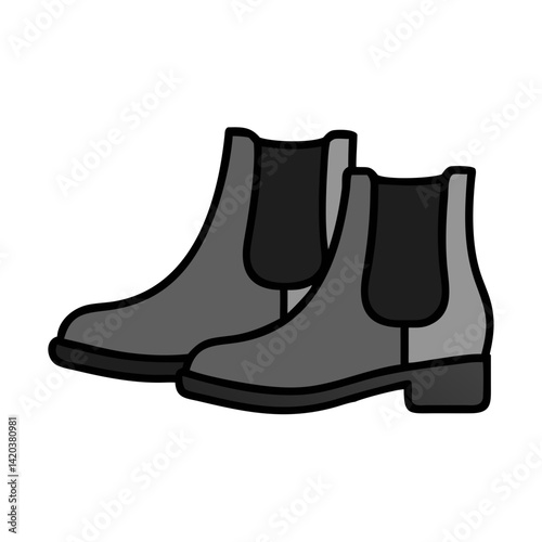 Gray Chelsea Boots Isolated Against Black Background Vector Art