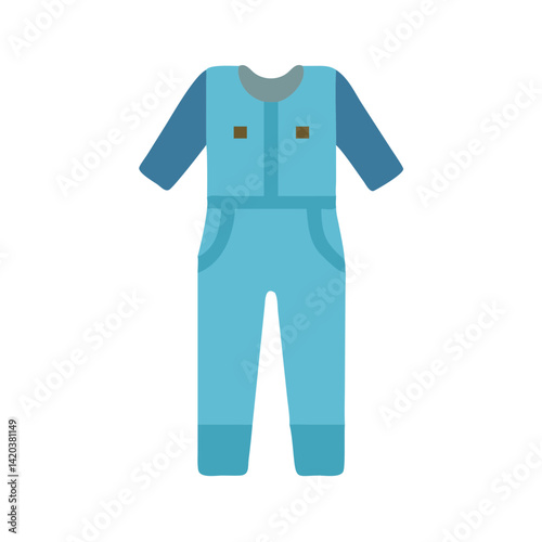 Blue work coverall or jumpsuit uniform illustration on black