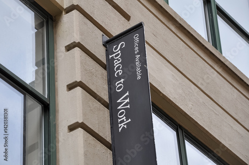 Offices available sign in front of the building