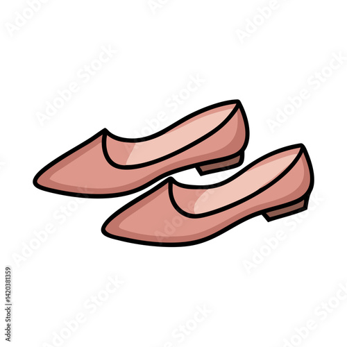 Pair of pink ballet flats on black background