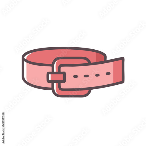 Cartoon Pink Leather Belt Illustration on Black Background