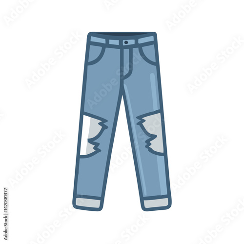 Ripped jeans icon vector illustration on a black background
