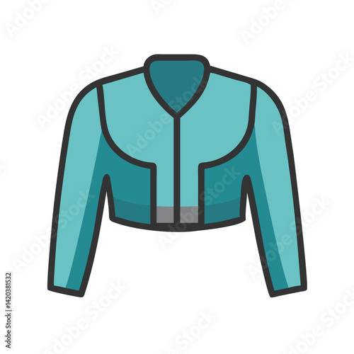 Elegant Blue Bolero Jacket Illustration on Black Background
