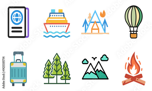 Travel and tourism icons set