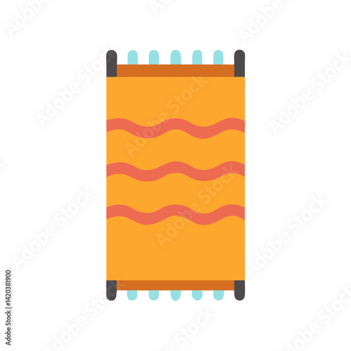 Cartoon Beach Towel with Waves Vector Illustration