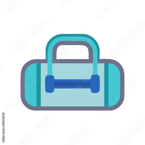 Simple blue duffel bag illustration on black background