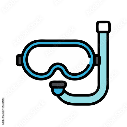 Snorkel mask icon, diving equipment, swimming vacation design