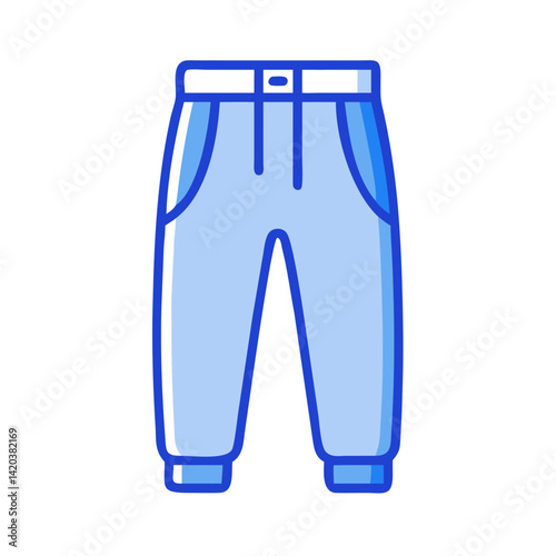 Vector icon of casual blue sweatpants on black background