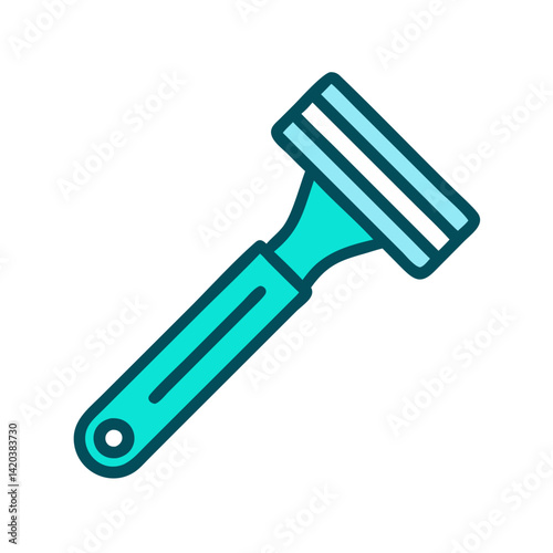 Teal razor blade for shaving on black background