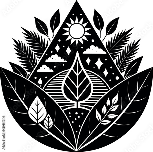 Abstract representation of-nature with green lief