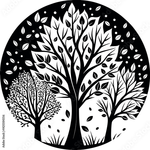 Autumn season design featuring trees with colourful.