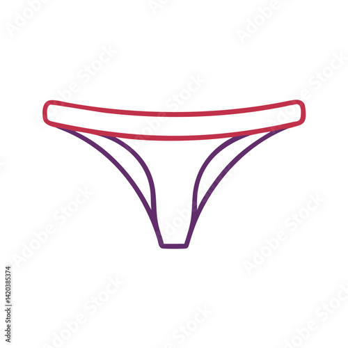 Elegant thong underwear outline in purple and red